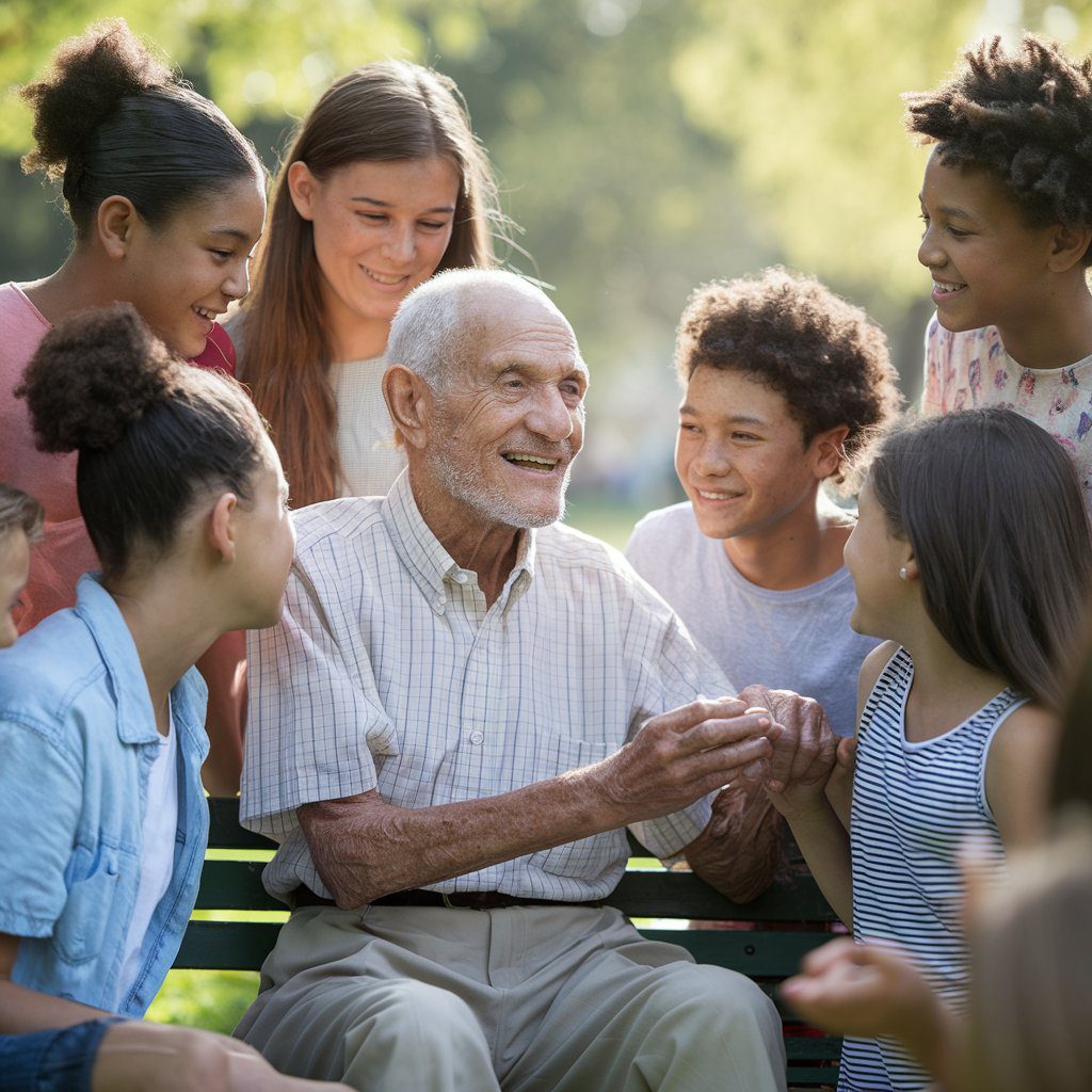 Idoso liderando com empatia